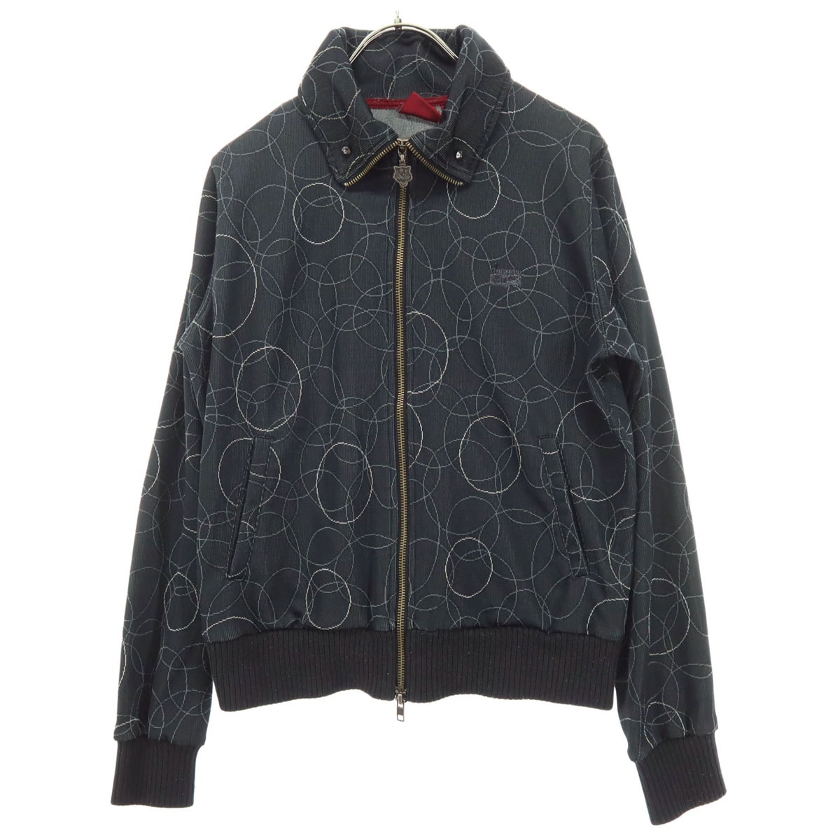 ONITSUKA TIGER オニツカタイガー 総柄 長袖 ジップジャケット L ブラック系