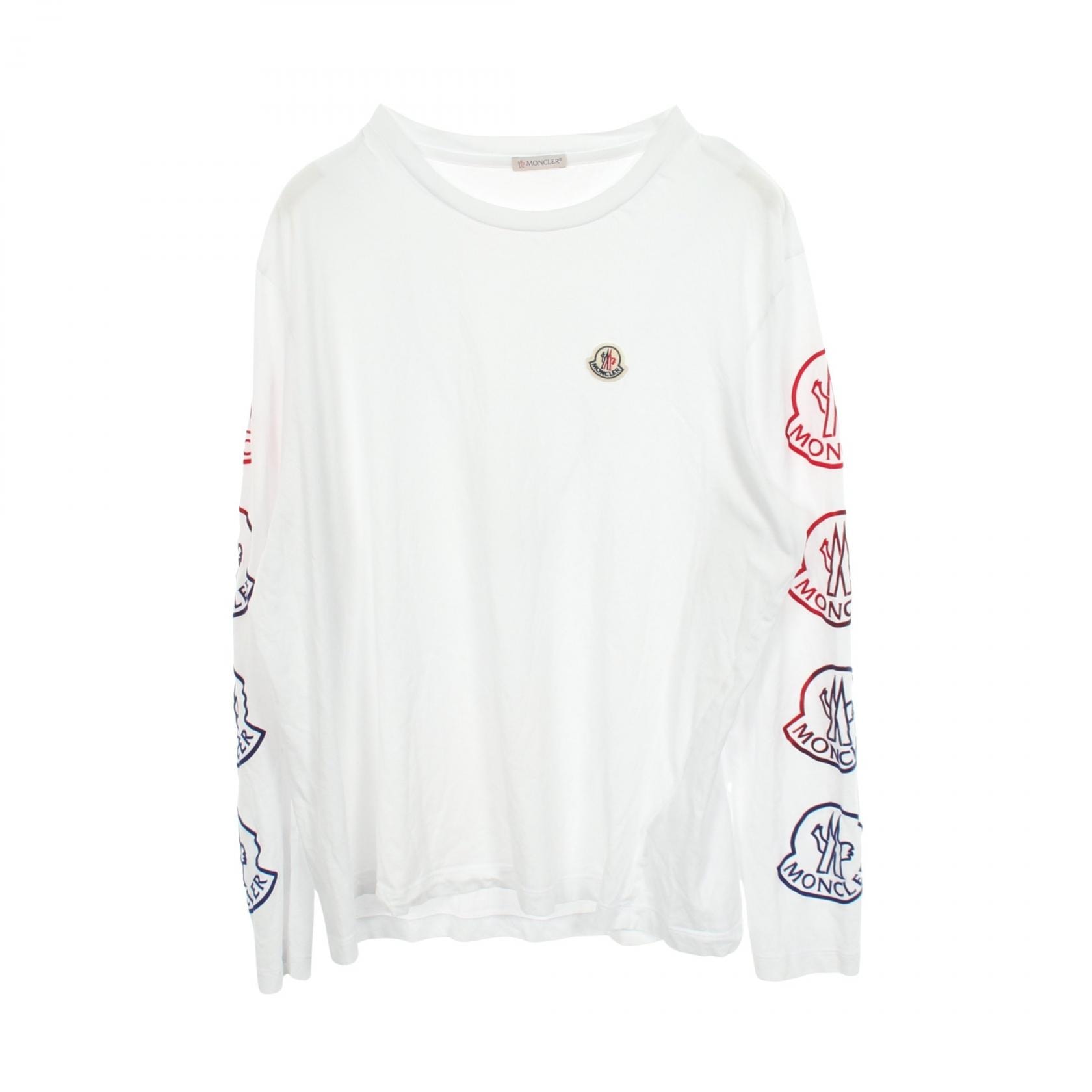 モンクレール MONCLER アームロゴ 長袖Tシャツ 衣料品 トップス コットン メンズ ホワイト系 【中古】
