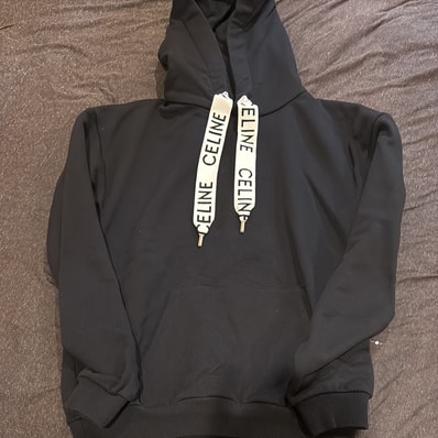 CELINE Loose Hooded Sweatshirt In Cotton Fleece "Black"