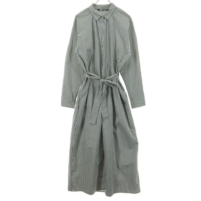 美品 ZARA ザラ ギンガムチェック柄 長袖 ロング シャツワンピース XS ブラック系