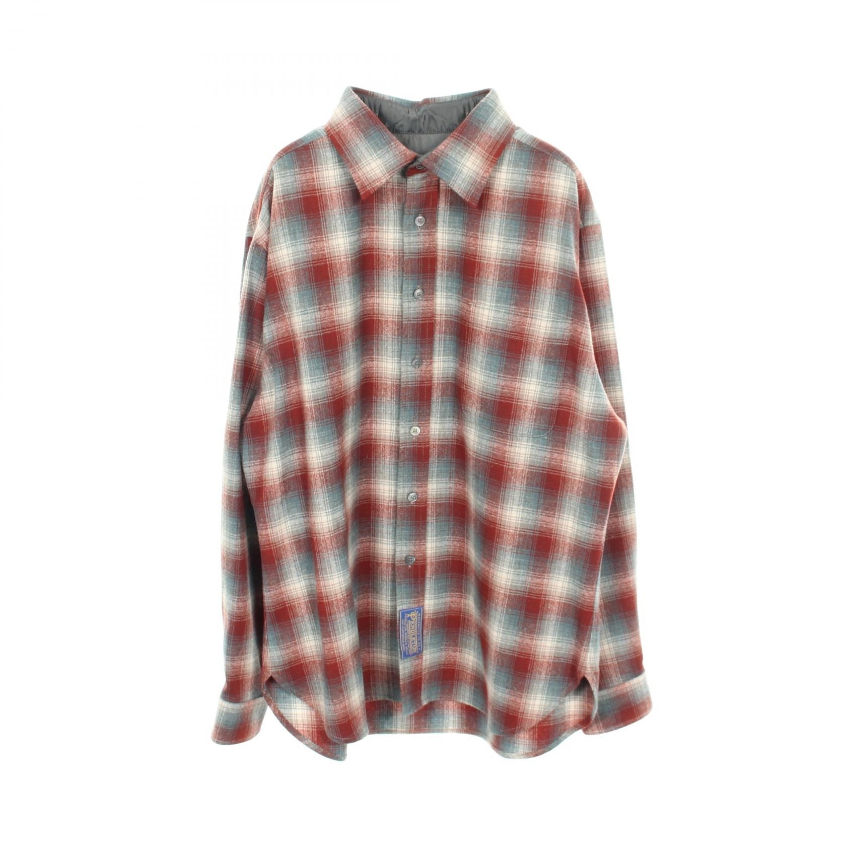 メゾン マルジェラ Maison Margiela × PENDLETON チェックシャツ オーバーサイズ 衣料品 トップス ウール メンズ ボルドー系 / ブルー系 【中古】