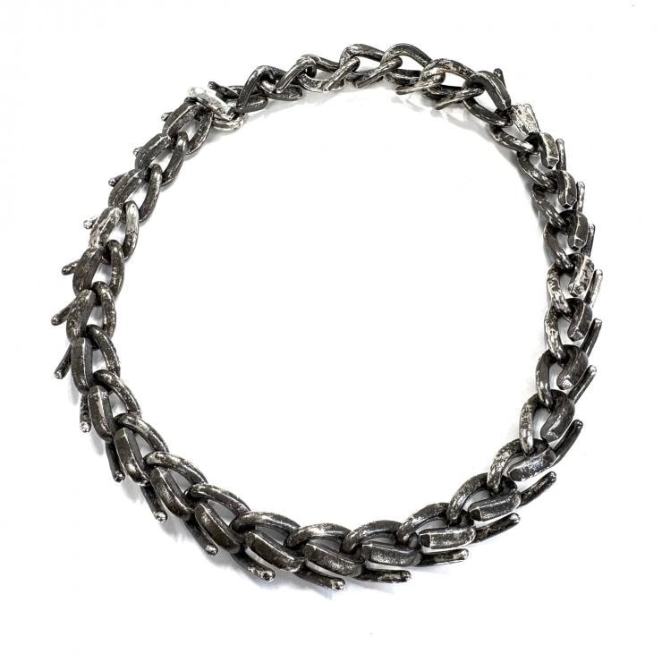 ティファニー SV925 フォージ ラージ リンク ネックレス シルバー ブラック いぶし加工 TIFFANY&Co. 正規品【鑑定済み】