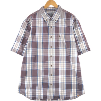 古着 カーハート Carhartt RELAXED FIT チェック柄 ボタンダウン 半袖 ワークシャツ メンズXL相当/eaa565325