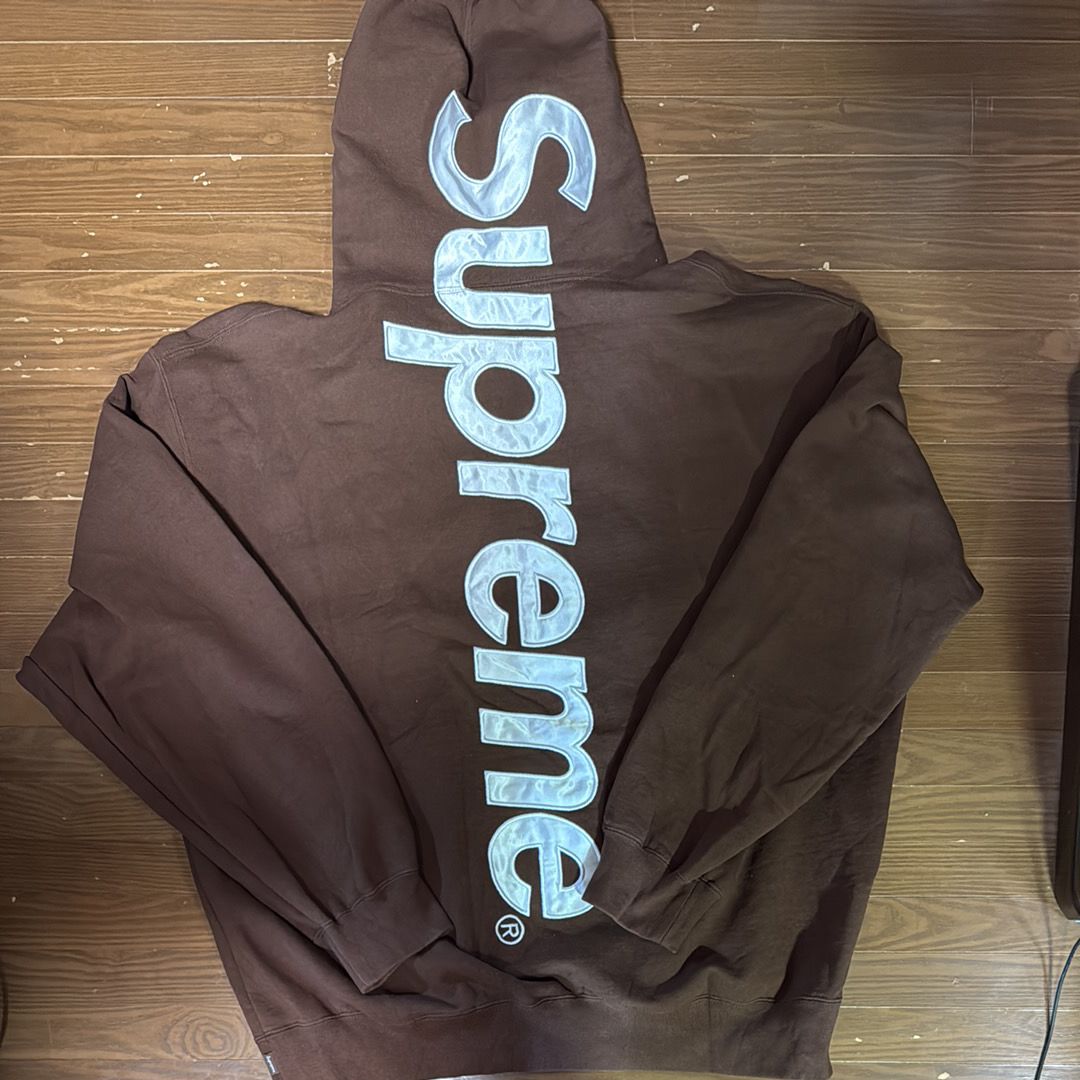 Supreme Satin Applique Hooded Sweatshirt "Brown" (24FW)