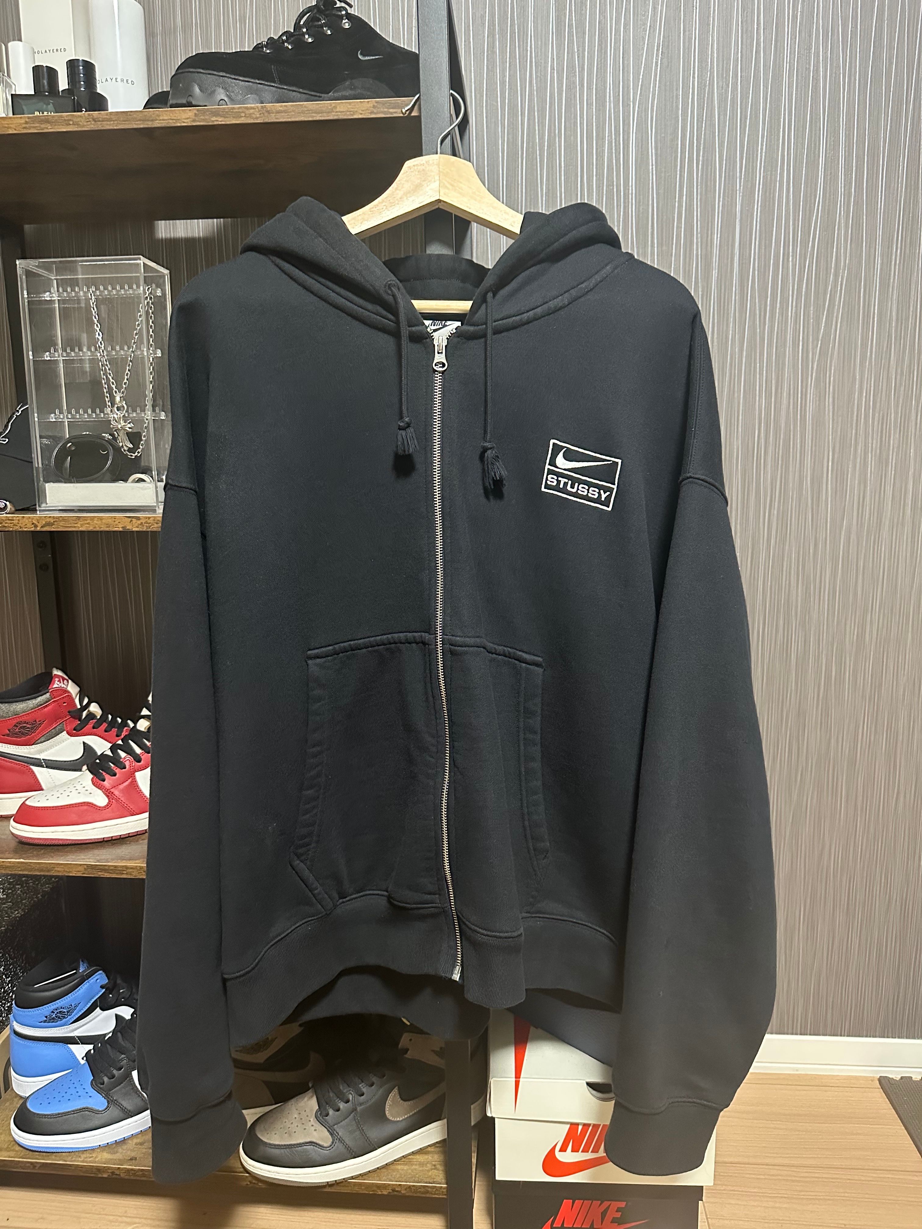 Stussy x Nike Stone Washed Fleece Zip Hoodie "Black" (US Size) FJ9175-010 