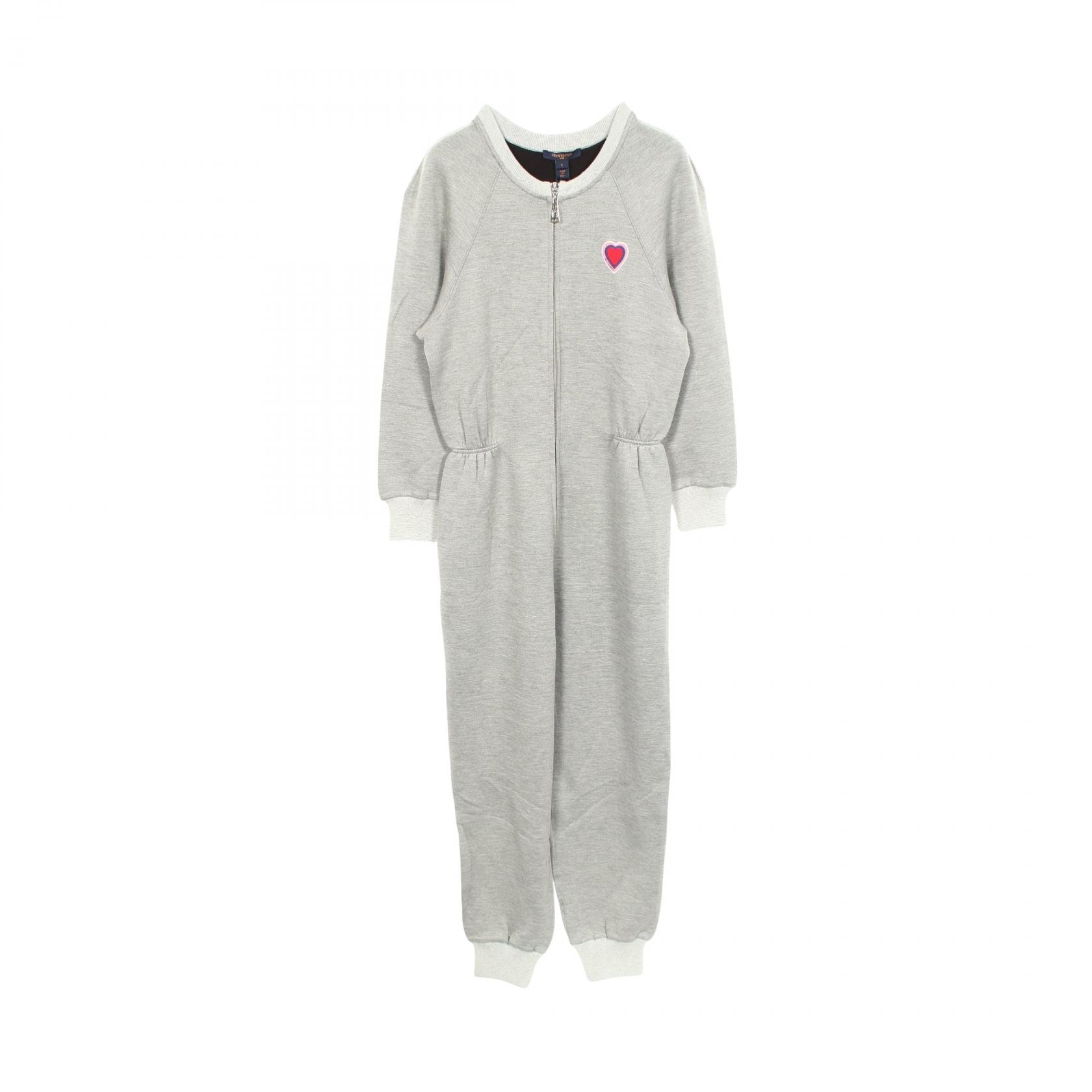 ルイ・ヴィトン LOUIS VUITTON ハートワッペン ジャンプスーツ ツナギ 衣料品 レーヨン グレー レディース グレー系 【中古】