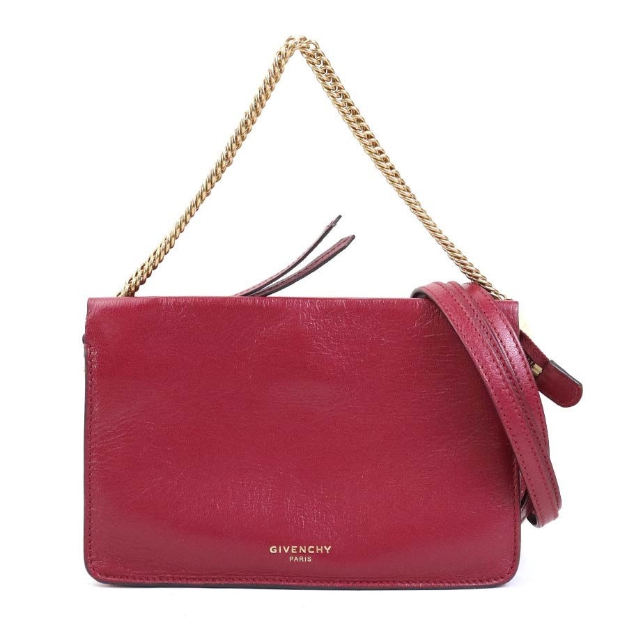 ジバンシィ GIVENCHY ショルダーバッグ レザー/スエード ワインレッド×レッド レディース【中古】 56357a