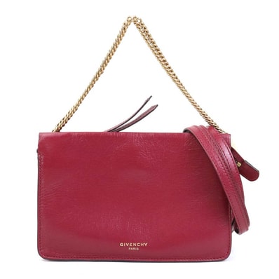 ジバンシィ GIVENCHY ショルダーバッグ レザー/スエード ワインレッド×レッド レディース【中古】 56357a