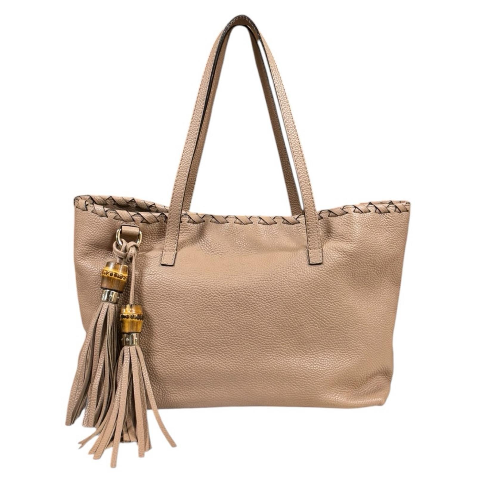 グッチ アウトレット品 バンブー トートバッグ レザー 354665 ベージュ レディース GUCCI 中古