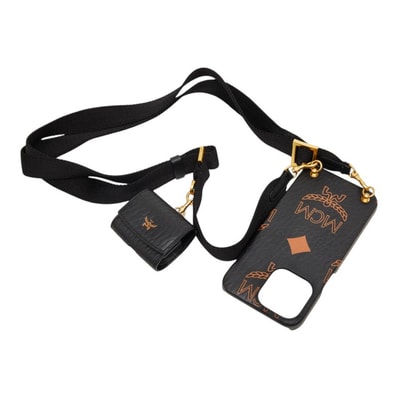 エム シー エム スマホケース 携帯ケース ブラック レザー プラスチック メンズ MCM 【中古】