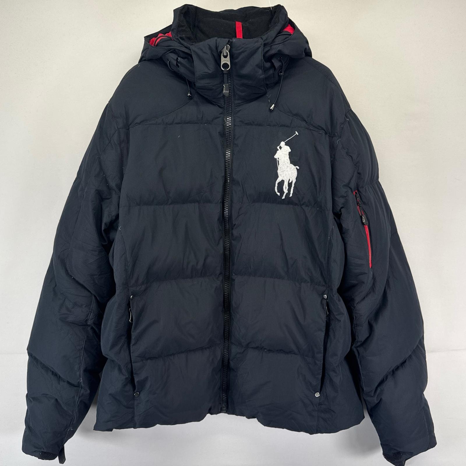 古着 ポロ・ラルフローレン POLO RALPH LAUREN ジャケット フーディー ダウン ワンポイントロゴ ビッグポニー M ブラック系 メンズ