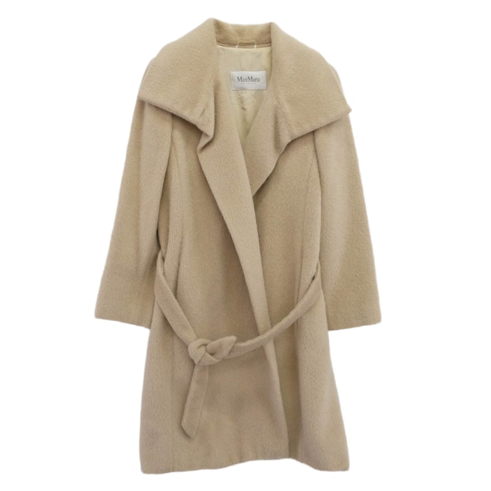 MAX MARA マックスマーラ コート 白タグ イタリア製 アルパカラナヴァージン ウール ガウンコート ベージュ系 36【中古】