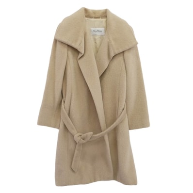 MAX MARA マックスマーラ コート 白タグ イタリア製 アルパカラナヴァージン ウール ガウンコート ベージュ系 36【中古】