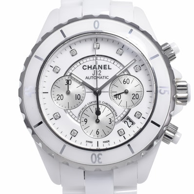 シャネル CHANEL H2009 J12 9Pダイヤ クロノグラフ ホワイト 自動巻き メンズ 美品 保証書付き 腕時計 N#147188