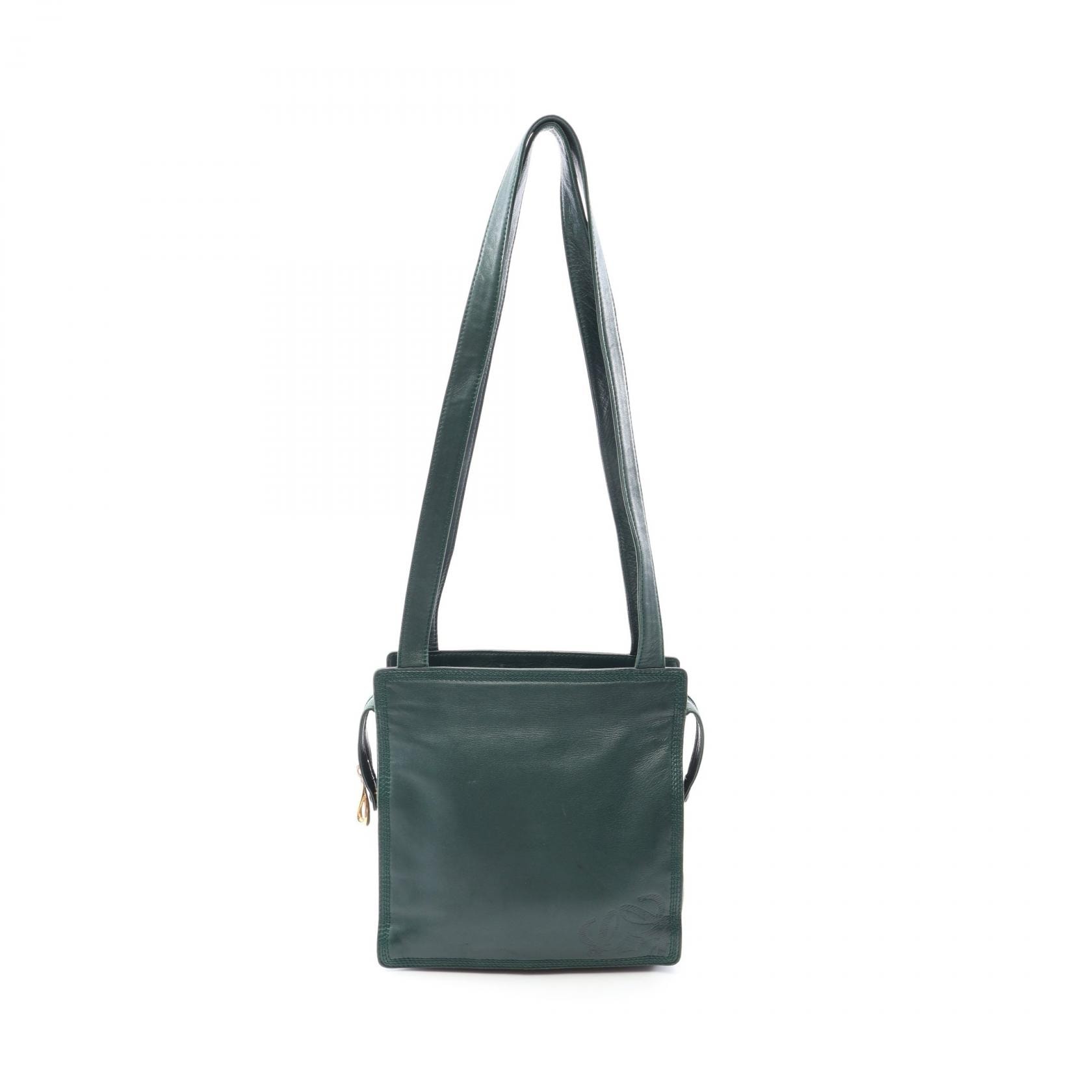 ロエベ LOEWE アナグラム トートバッグ バッグ レザー レディース グリーン系 【中古】