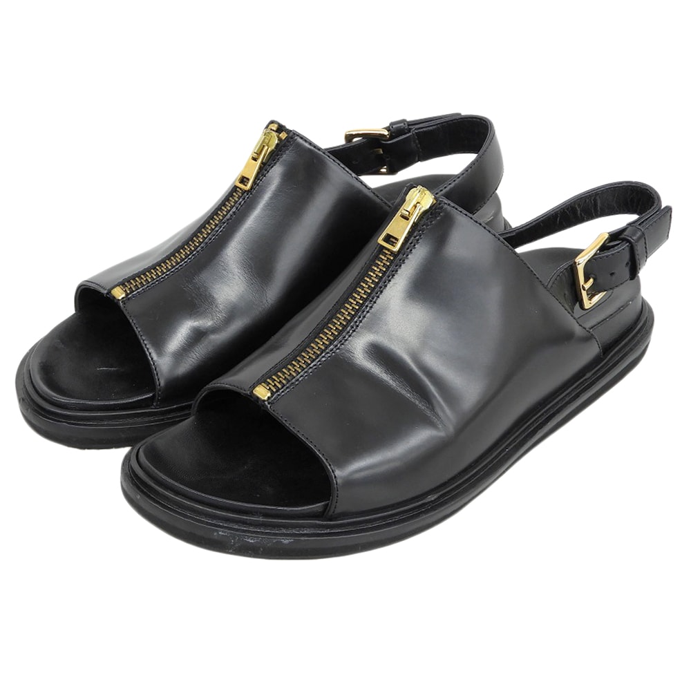 マルニ レザー シューズ レディース 黒 ブラック 36 FBMST11G01 LV542 00N99 36