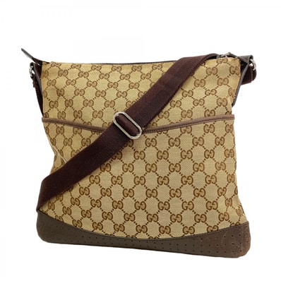 ★SALE【6da0623】グッチ ショルダーバッグ GGキャンバス 145857 キャンバス ブラウン シルバー金具【中古】レディース