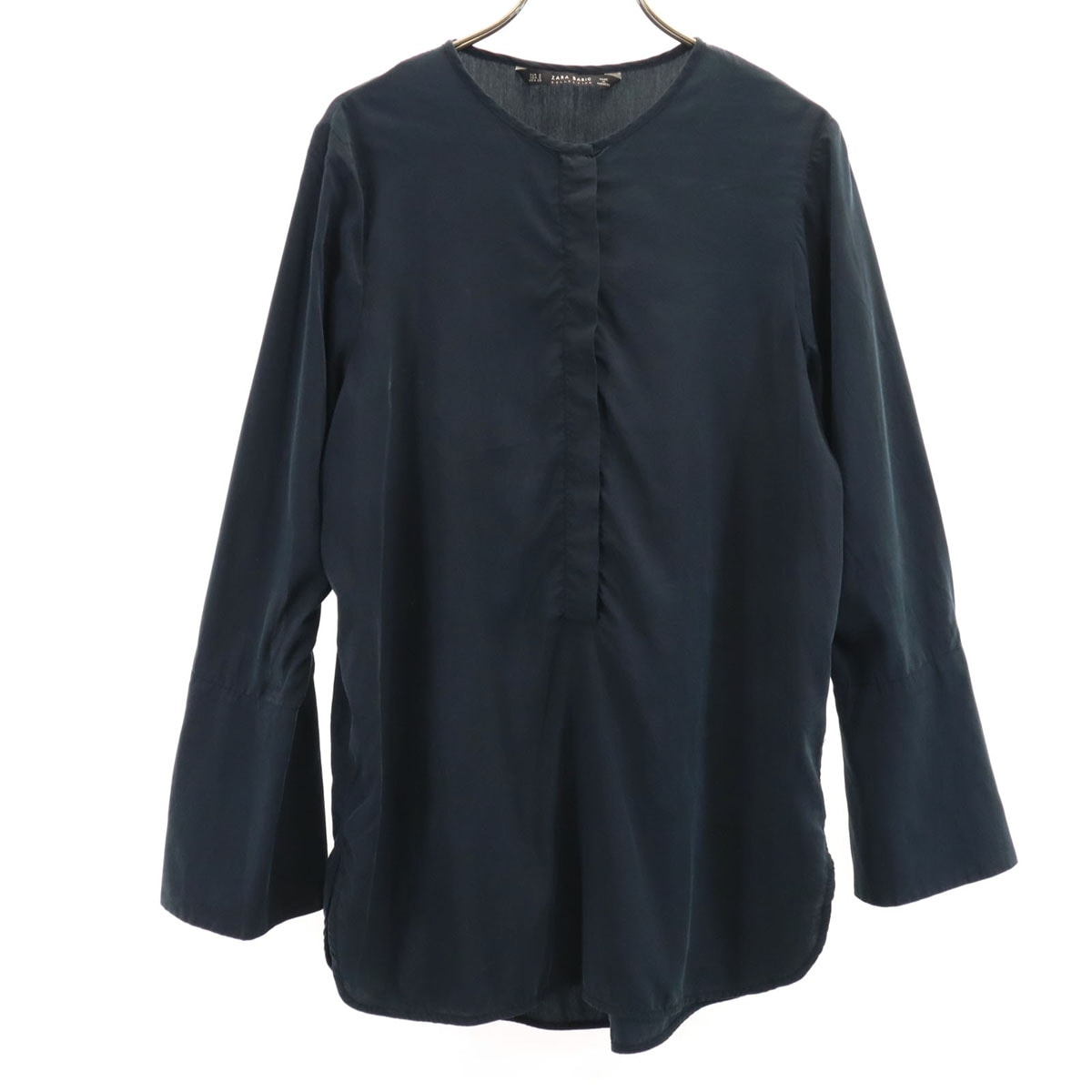 ZARA BASIC ザラベーシック 長袖 ブラウス S ネイビー