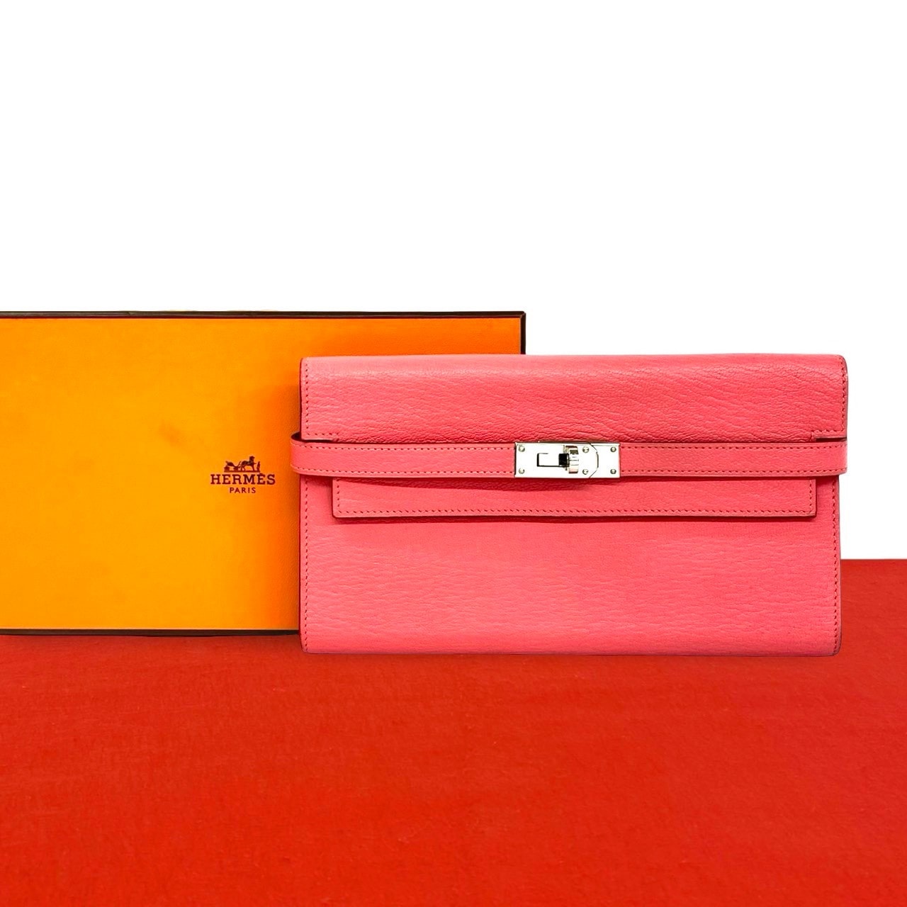 HERMES エルメス ケリーウォレット ロング シェブルミゾル 長財布 ローズリップスティック ピンク
01339