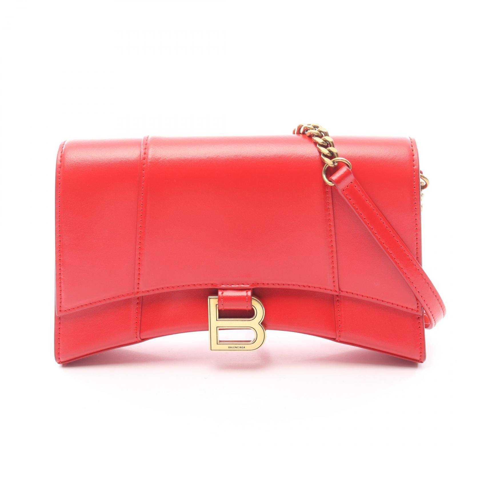 バレンシアガ BALENCIAGA アワーグラス ショルダーバッグ バッグ レザー レディース レッド系 644973 【中古】