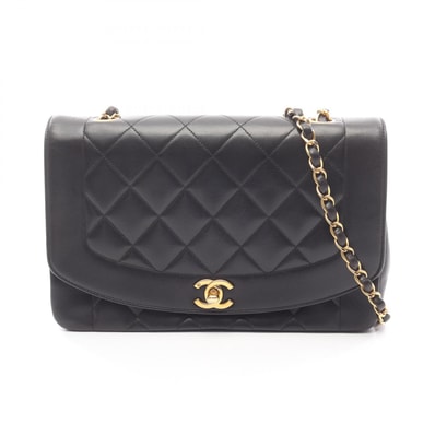 シャネル CHANEL マトラッセ ダイアナフラップ ショルダーバッグ バッグ ラムスキン(羊革) レディース ブラック系 【中古】