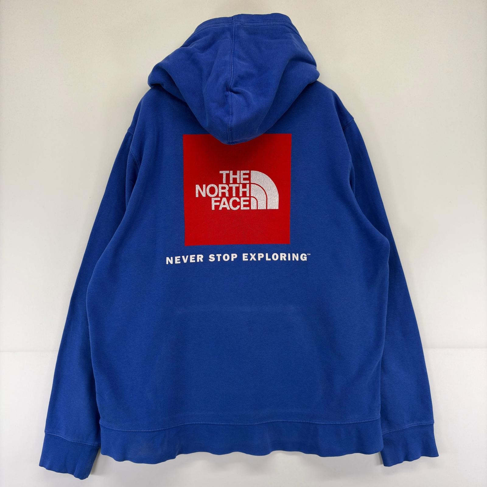 古着 ザ・ノースフェイス THE NORTH FACE スウェット プルオーバー パーカー ロゴ バックプリント プリント L  ブルー メンズ