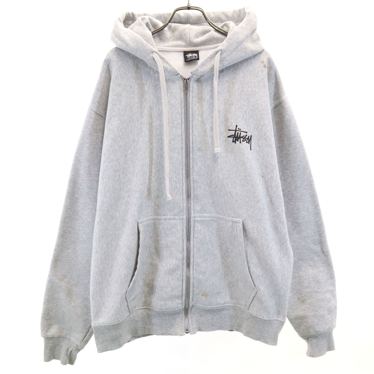 STUSSY ステューシー 長袖 スウェット ジップパーカー M グレー 裏起毛