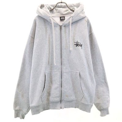 STUSSY ステューシー 長袖 スウェット ジップパーカー M グレー 裏起毛
