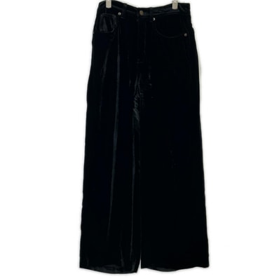 サンローランパリ 23AW ベルベット ワイドパンツ ブラック704607 Y05PA 28
