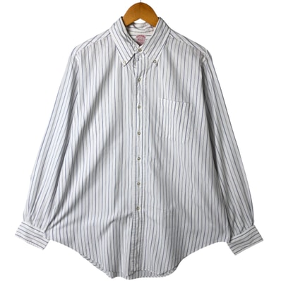 古着 80~90年代 ブルックスブラザーズ Brooks Brothers MAKERS 長袖 ボタンダウンストライプシャツ USA製 メンズL相当/eaa543610