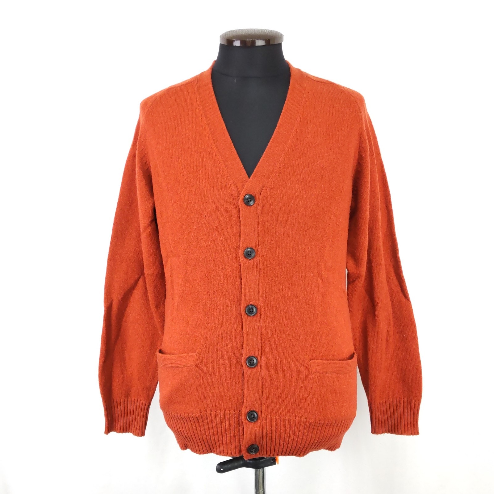 美品★UNIQLO +J【ユニクロ】 カーディガン ウール100%【メンズM/赤茶/red】Tops/Cardigan◆BJ081-e
