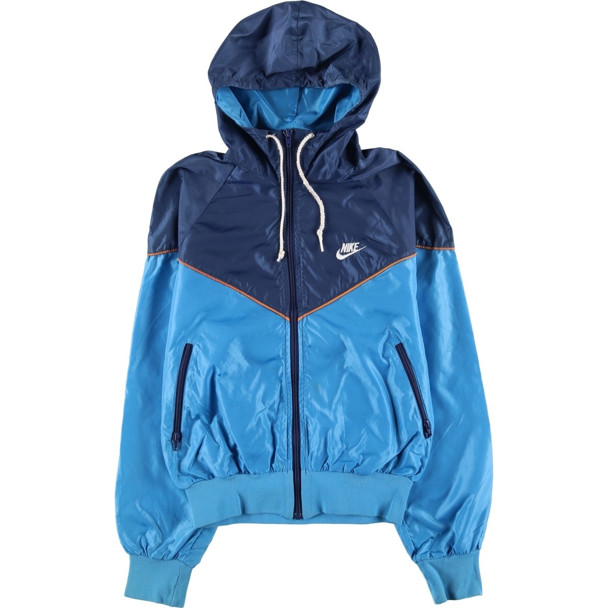 古着 80年代 ナイキ NIKE 紺タグ ツートン フード付き ウインドブレーカー メンズS相当/eaa605321