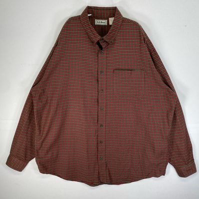 古着 90's/90年代 エルエルビーン L.L.Bean 長袖シャツ USA製 チェック 胸ポケット XL レッド系 マルチカラー メンズ