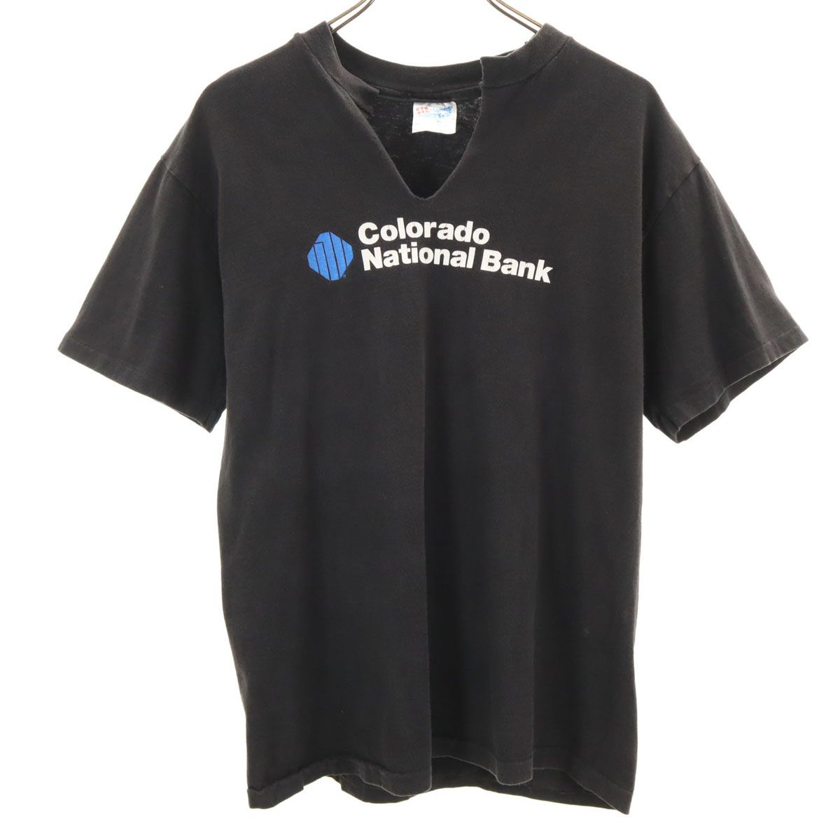 Hanes ヘインズ 90s USA製 オールド コロラド ナショナルバンク 半袖 Tシャツ M ブラック シングルステッチ