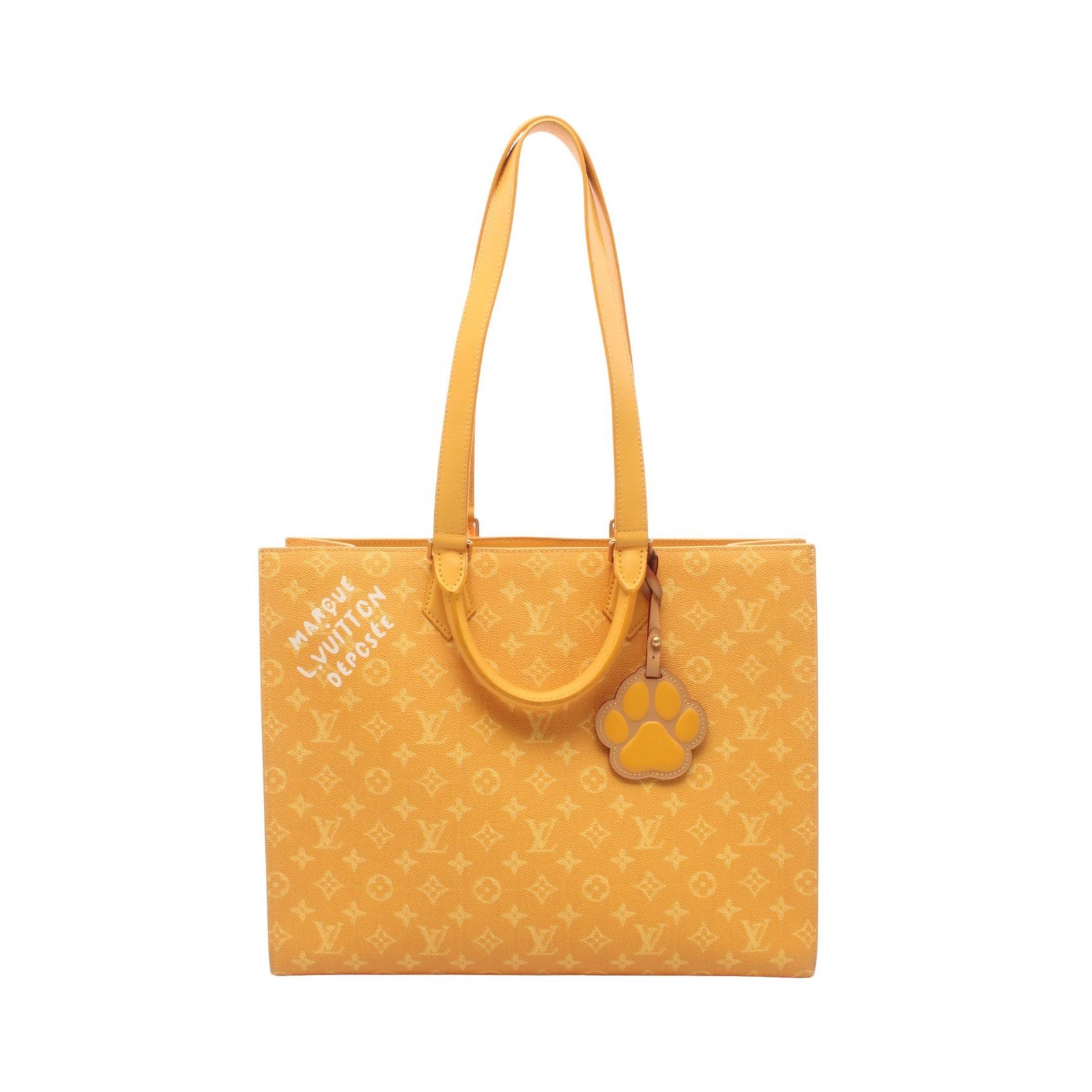 ルイ・ヴィトン LOUIS VUITTON サックプラ 24H トートバッグ バッグ PVCコーティングキャンバス レザー モノグラム・ヘリテージ メンズ イエロー系 M12683 【中古】