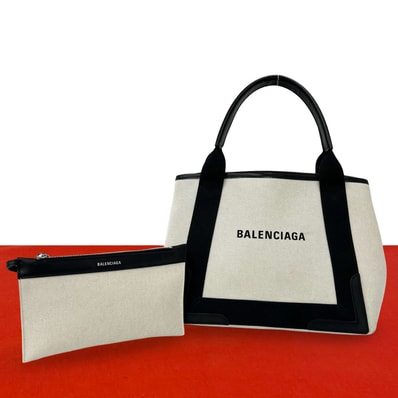 BALENCIAGA バレンシアガ ネイビーカバス キャンバス レザー ハンドバッグ ブラック
17909