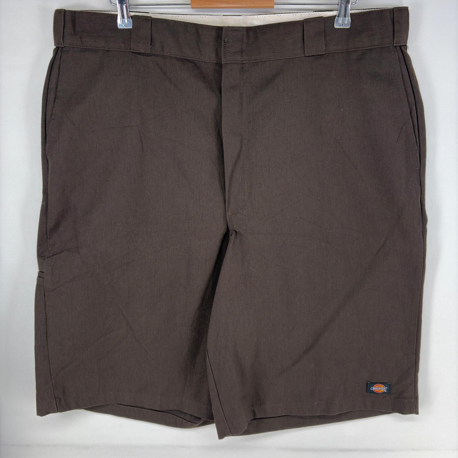 古着 ディッキーズ Dickies パンツ ワーク チノ ハーフ ジッパーフライ ショートパンツ ワンポイントロゴ w42 ブラウン系 メンズ