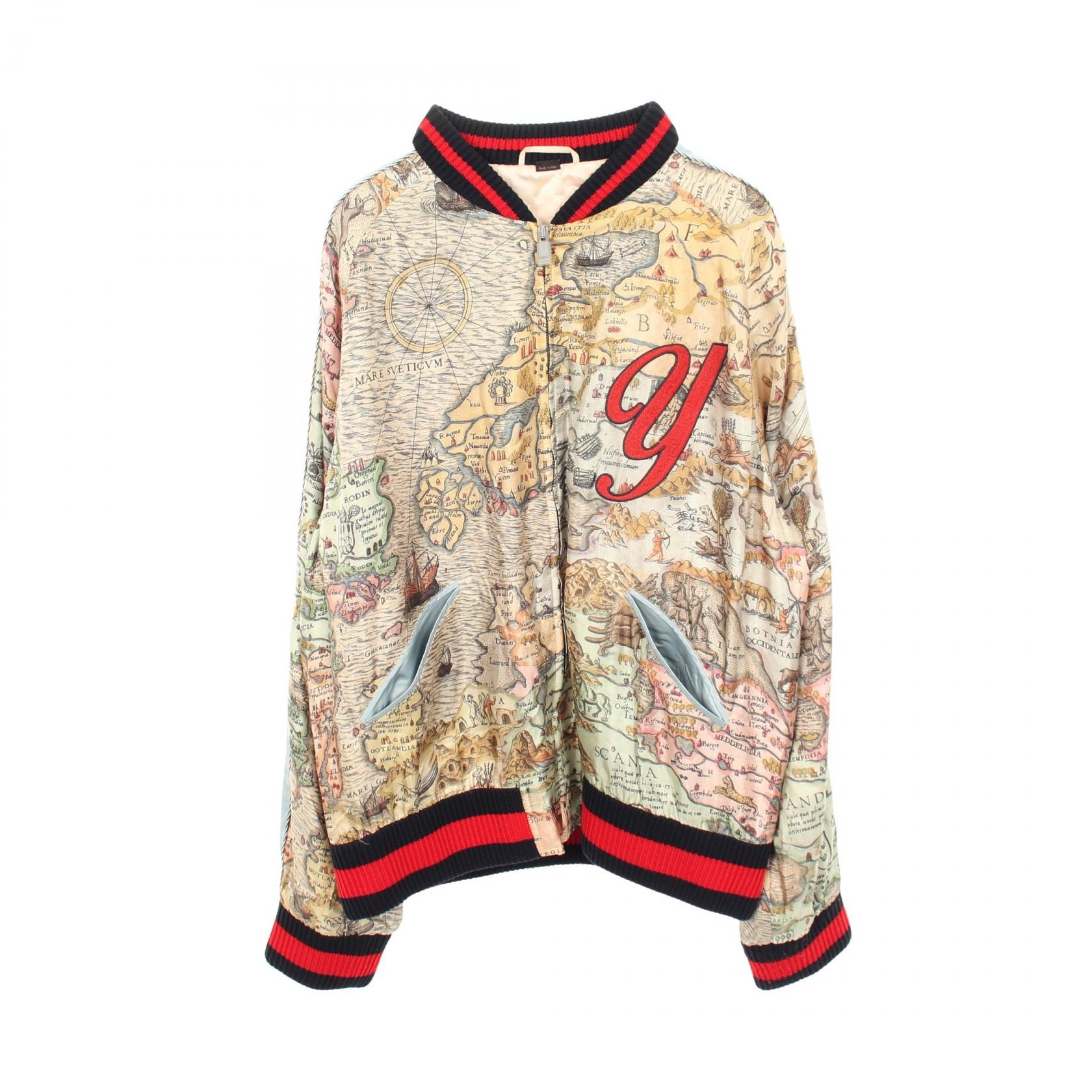 グッチ GUCCI GUCCI DIY 地図柄 オーダーメイド ブルゾン 衣料品 アウター シルク メンズ マルチカラー 【中古】