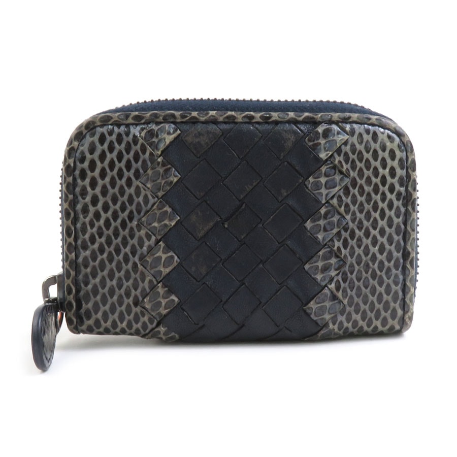 ボッテガヴェネタ BOTTEGAVENETA コインケース パイソン/レザー ネイビー メンズ【中古】 56440a