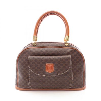 セリーヌ CELINE マカダム ハンドバッグ バッグ PVCコーティングキャンバス レザー レディース ブラウン系 【中古】