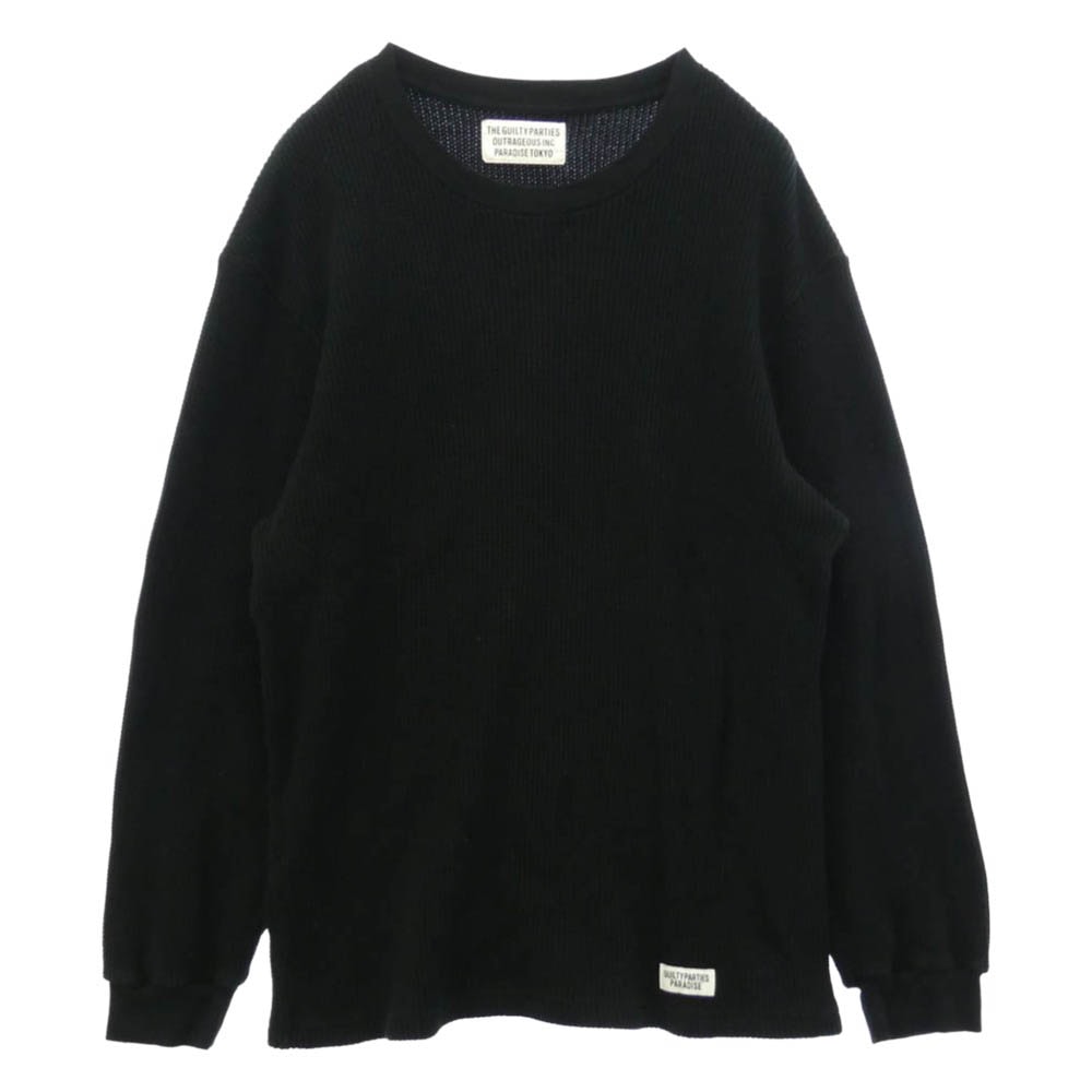 WACKO MARIA ワコマリア THERMAL SHIRT ヘビーウェイト サーマル 長袖 カットソー ブラック系 XL【中古】
