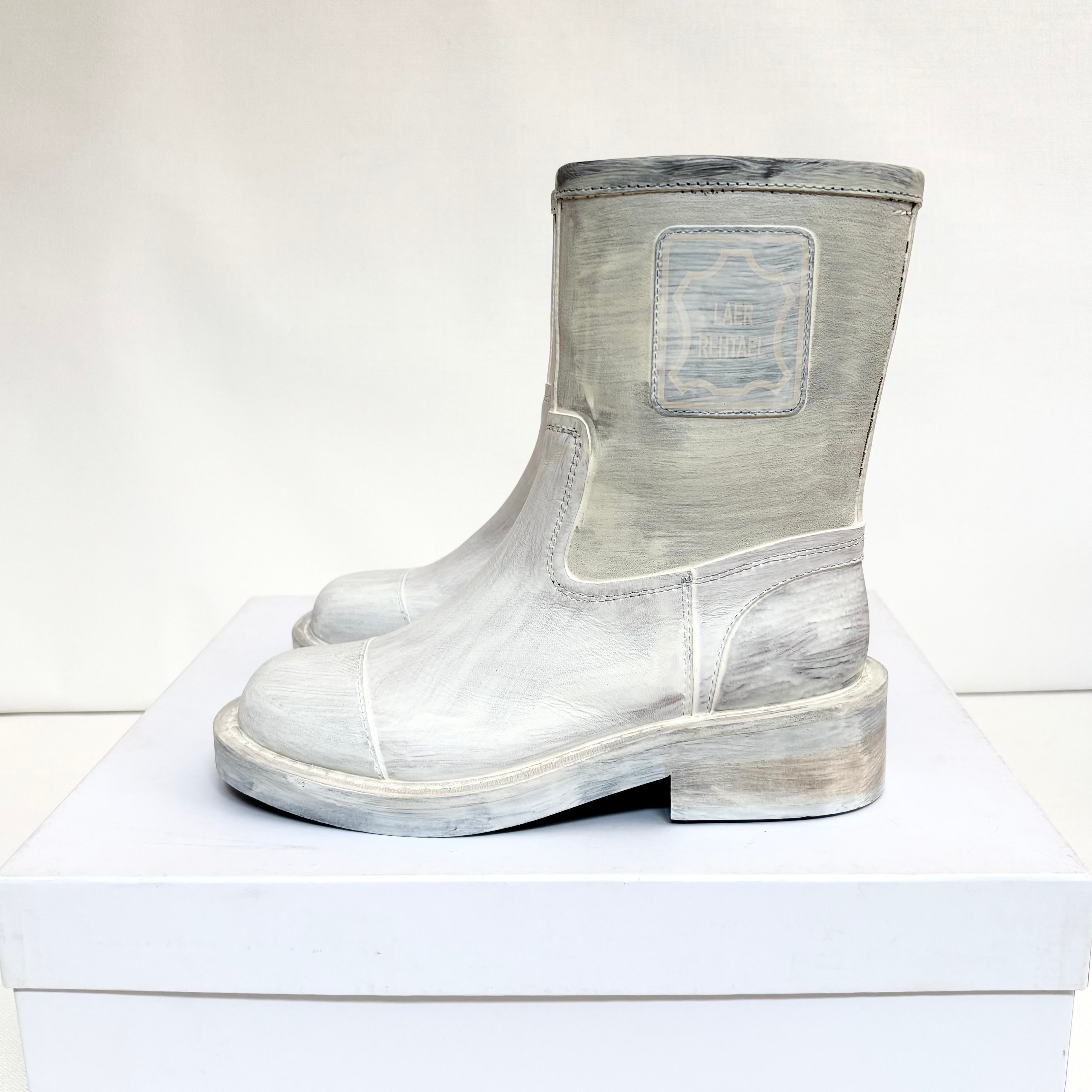 MM6 Maison Margiela Paint-Effect Boots "White"