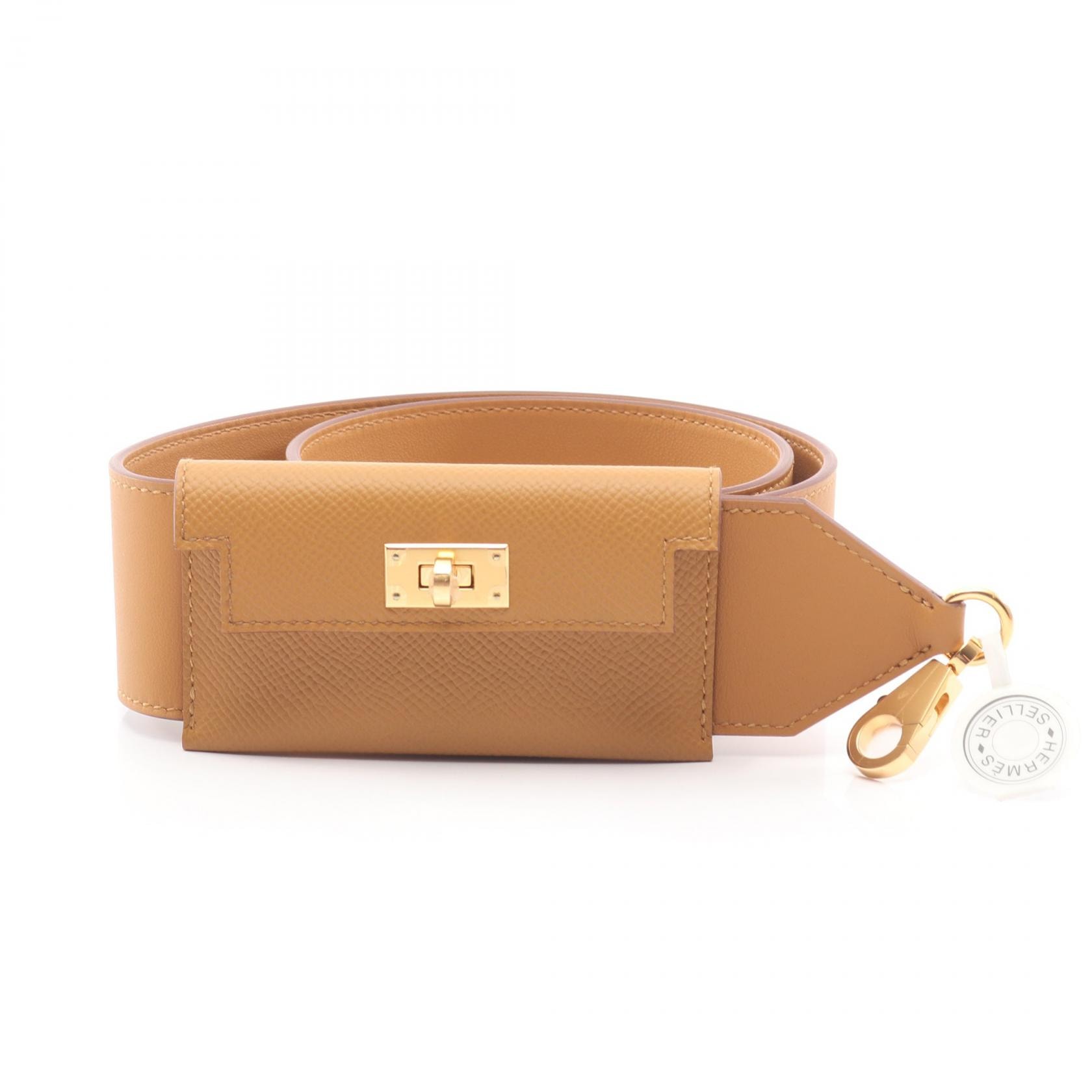 エルメス HERMES バンドリエール ケリー ポケット ショルダーストラップ アクセサリー レザー ヴォーエプソン / ヴォースイフト ヴォーエプソン セサミ W刻印(2024年製造) レディース ブラウン系 【中古】