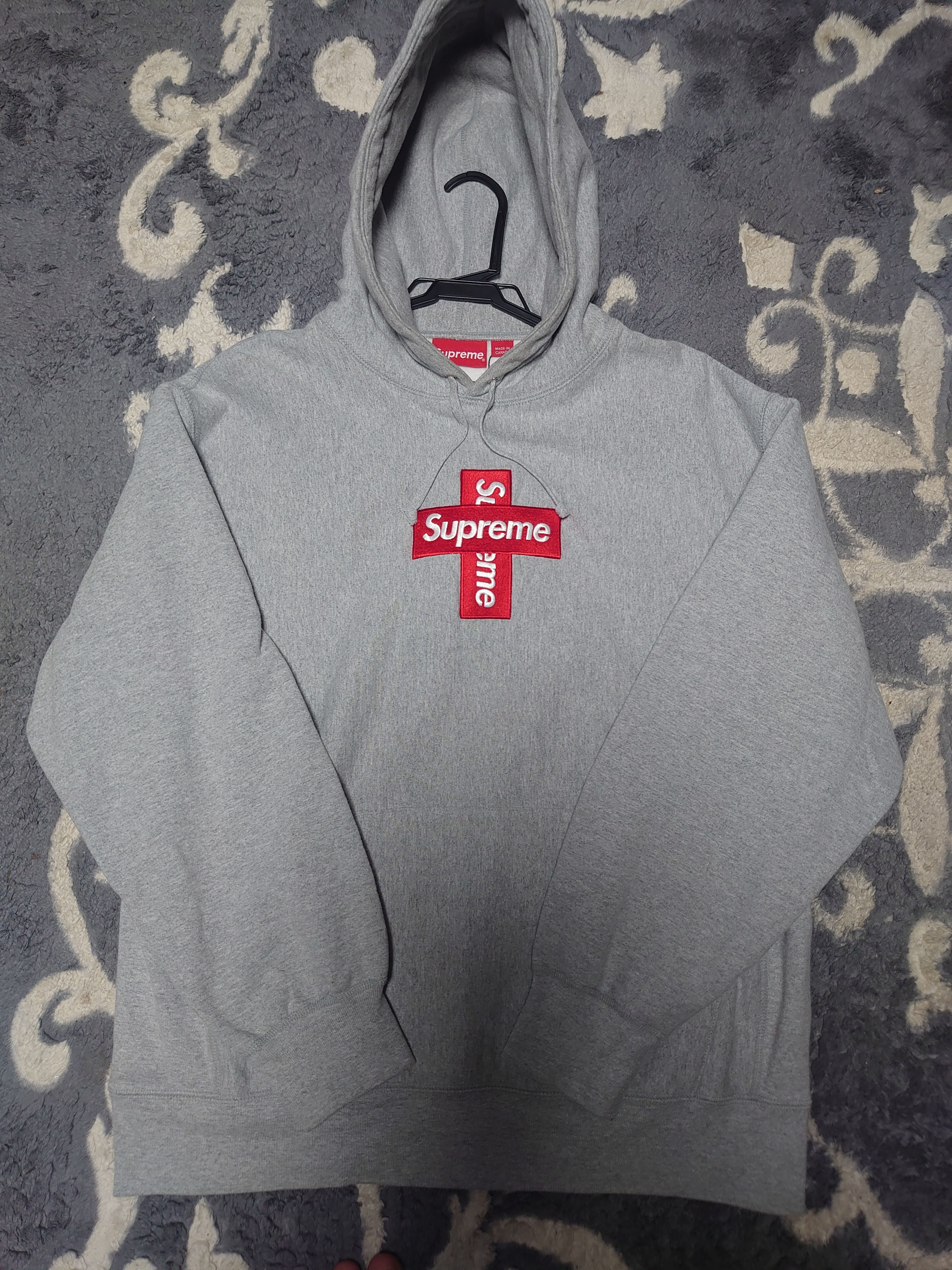 Supreme Cross Box Logo Hooded Sweatshirt "Grey"
