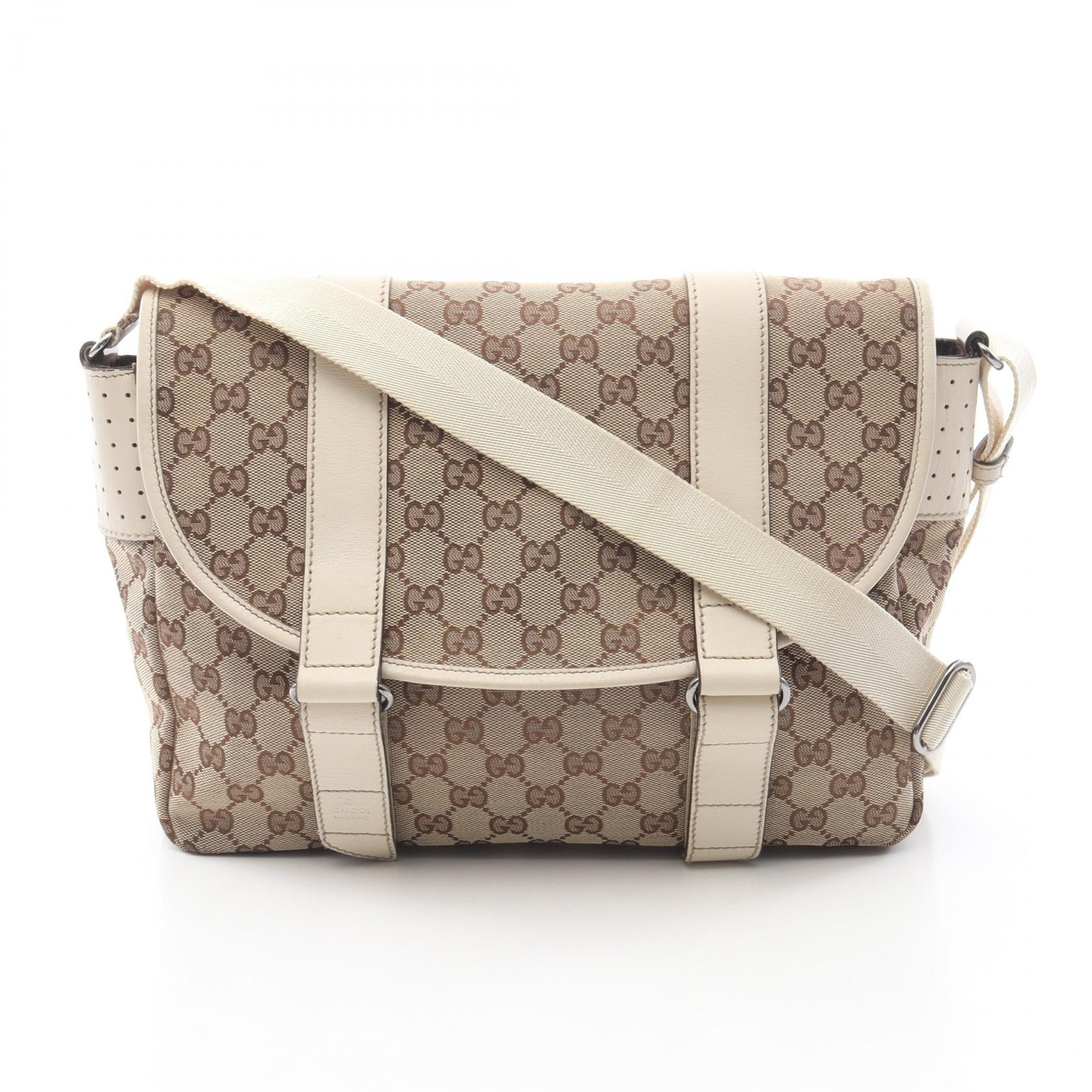 グッチ GUCCI GGキャンバス ショルダーバッグ バッグ キャンバス レザー メンズ レディース ベージュ系 / アイボリー系 145859 【中古】