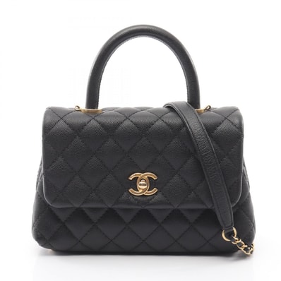 シャネル CHANEL ココハンドル フラップ マトラッセ 2WAY ハンドバッグ バッグ キャビアスキン(グレインドカーフ) レディース ブラック系 A92990 【中古】