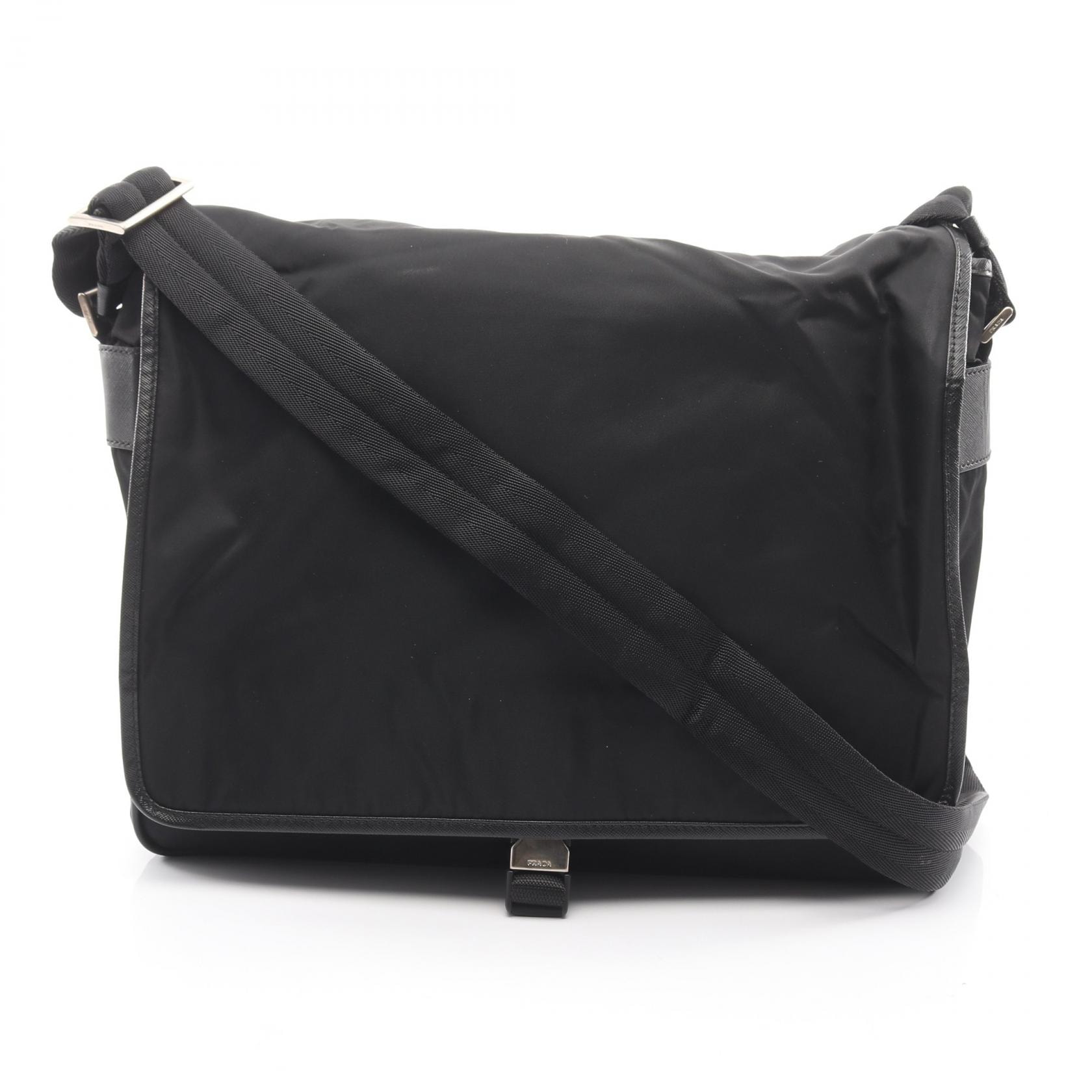プラダ PRADA ショルダーバッグ バッグ ナイロン サフィアーノレザー メンズ ブラック系 【中古】