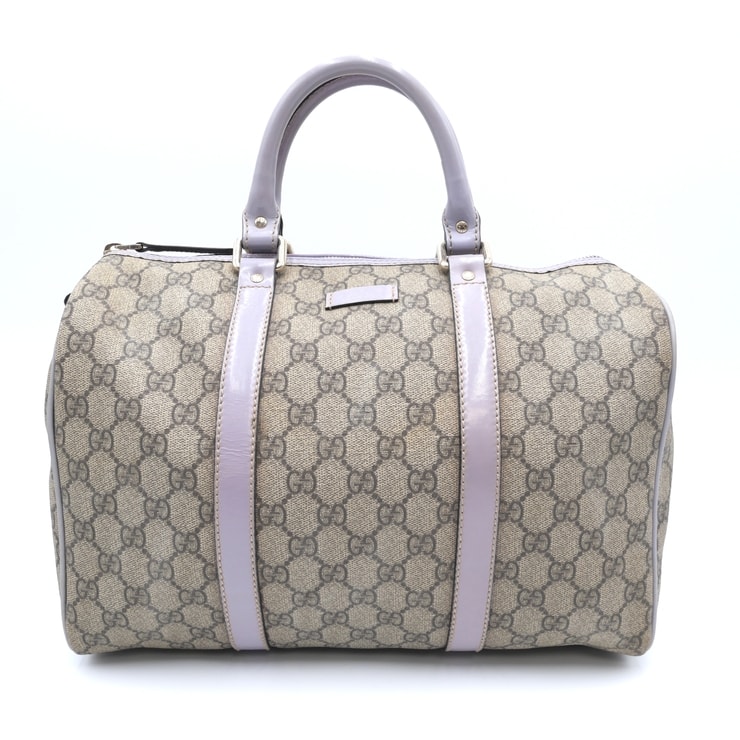 GUCCI(グッチ)ジョイ ミニボストンバッグ GGスプリーム ベージュ パープル レザー ハンドバッグ レディース 193603 497717【中古】