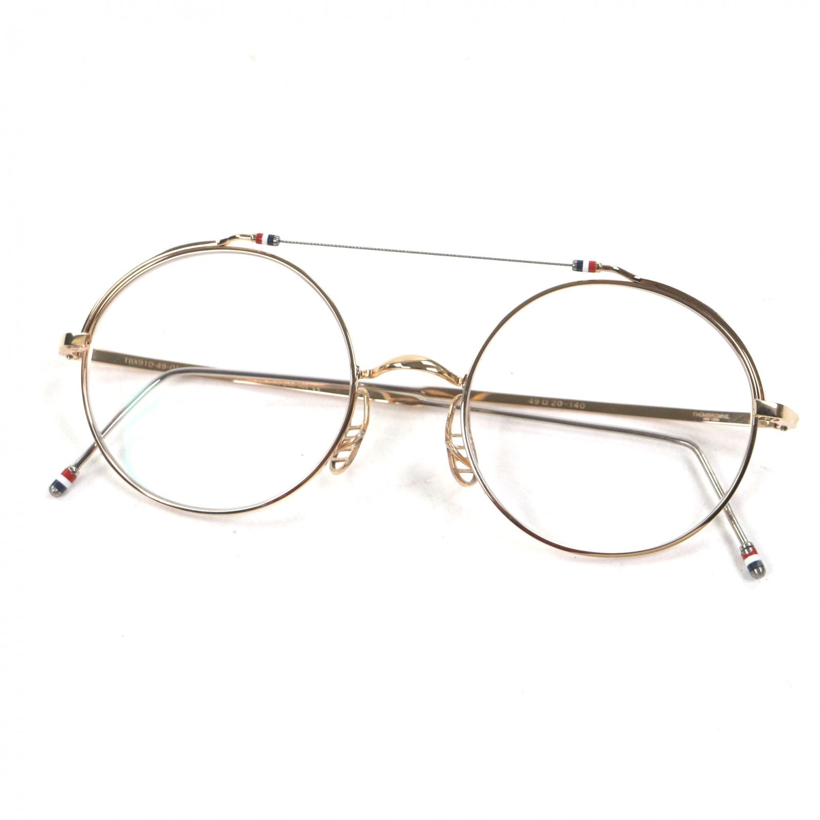 美品 トムブラウン メガネ ゴールド 49□20-140 TBX910-49