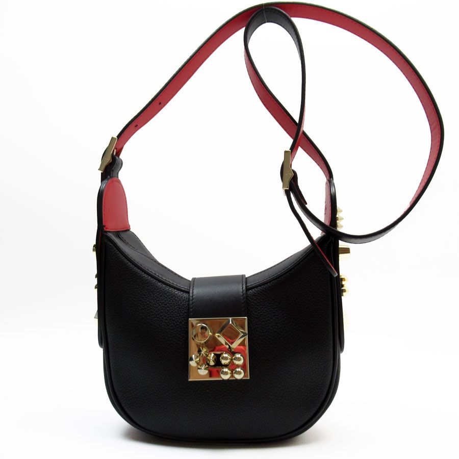 クリスチャンルブタン Christian Louboutin ショルダーバッグ レザー ブラック×レッド レディース【中古】 t19461g